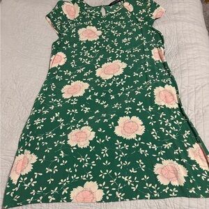 Zara Green and Pink Floral Dress Size L
